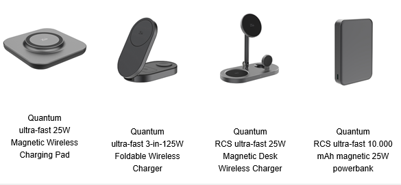 • Quantum ultra-fast 25W wireless charging collection with magnetic alignment and premium design